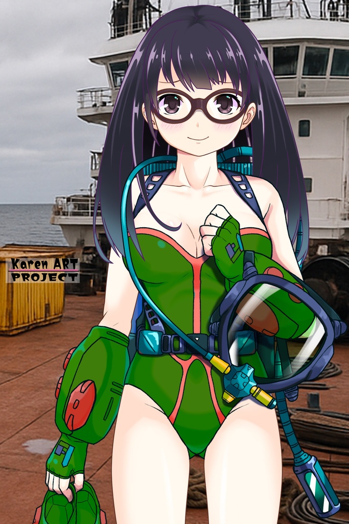 ゆりちゃん+ももこのダイビング装備 【タイタニックミステリー-蒼の戦慄-01】正面アングル Yuri is wearing Momoko's Diving Equipment【Titanic Mystery: The Blue Tremor01】Front Angle
