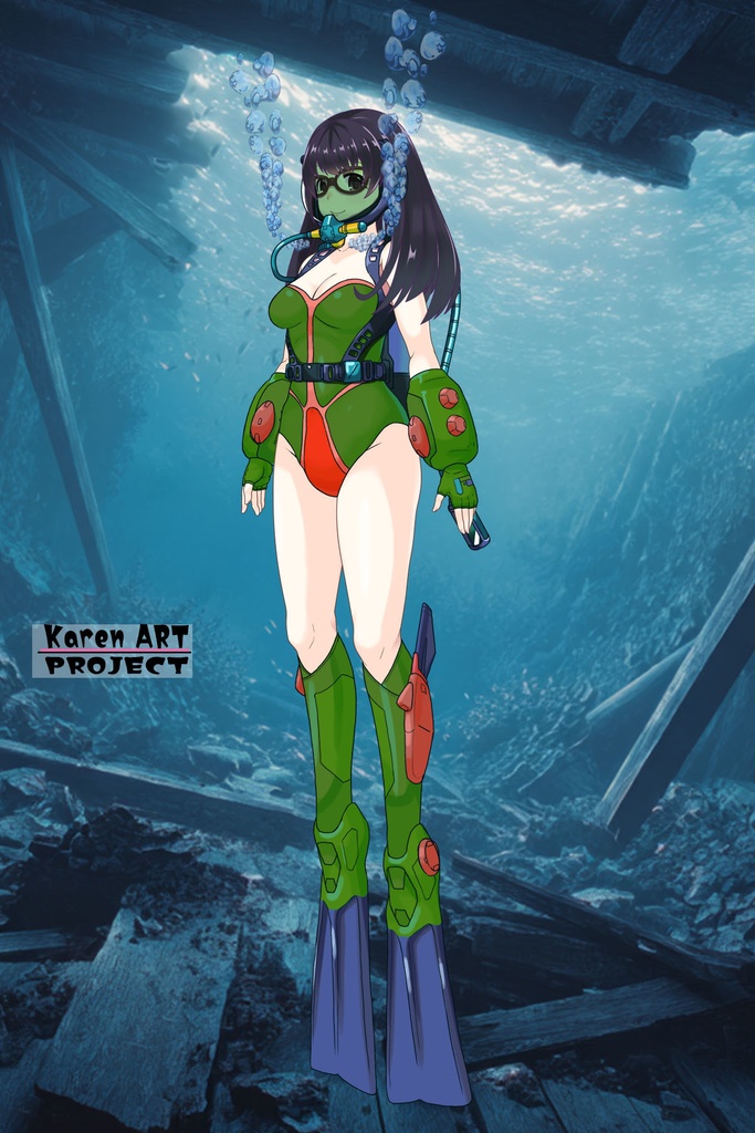 ゆりちゃん+ももこのダイビング装備【タイタニックミステリー-蒼の戦慄-02】斜め前アングル Yuri is wearing Diving Equipment【Titanic Mystery: The Blue Tremor02】Diagonal front angle
