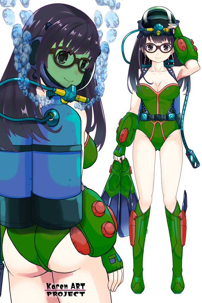 ゆりちゃん+ももこのダイビング装備【タイタニックミステリー-蒼の戦慄-03】背面アングル Yuri is wearing Diving Equipment【Titanic Mystery: The Blue Tremor03】Back Angle