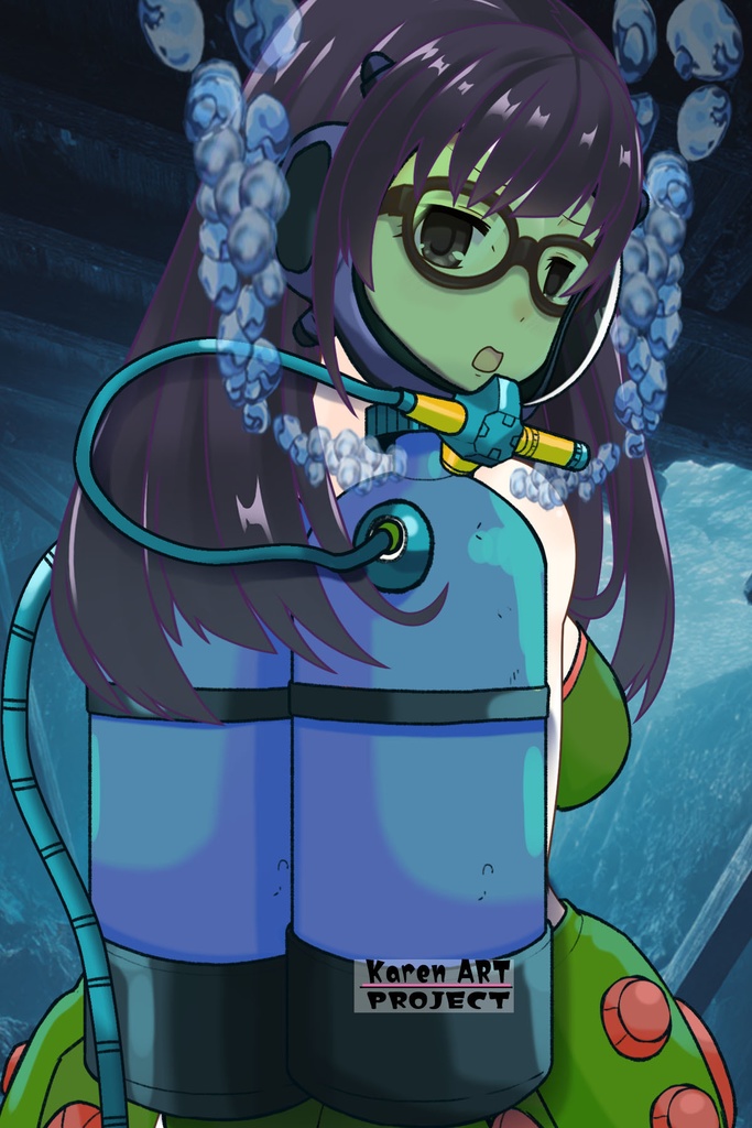 ゆりちゃん+ももこのダイビング装備【タイタニックミステリー-蒼の戦慄-03】背面アングル Yuri is wearing Diving Equipment【Titanic Mystery: The Blue Tremor03】Back Angle