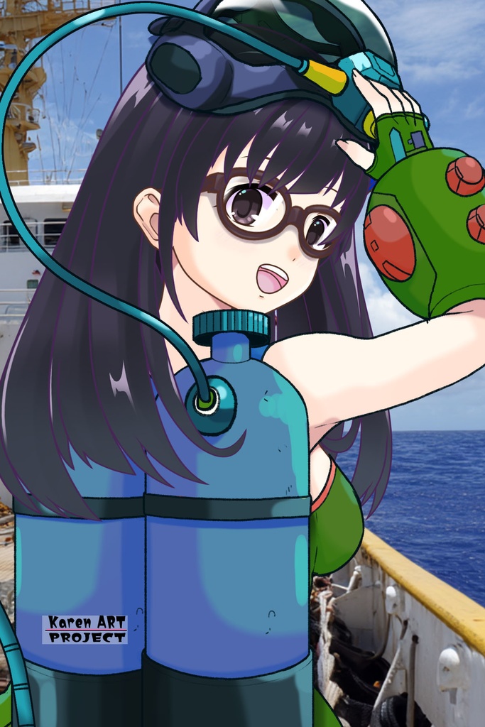 ゆりちゃん+ももこのダイビング装備【タイタニックミステリー-蒼の戦慄-03】背面アングル Yuri is wearing Diving Equipment【Titanic Mystery: The Blue Tremor03】Back Angle