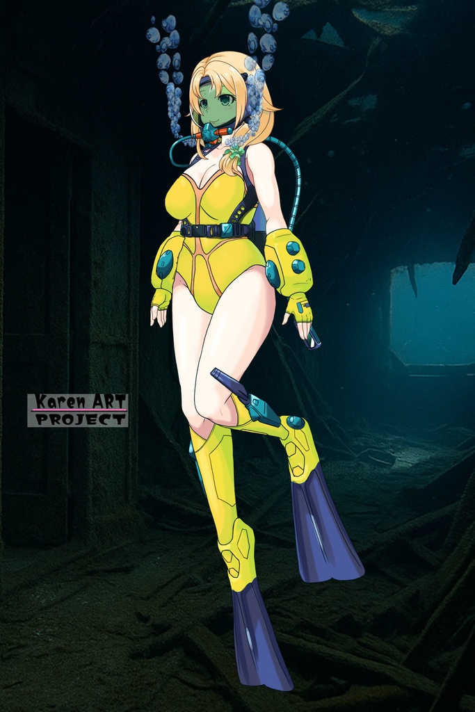 亜美ちゃん+レイカのダイビング装備【タイタニックミステリー-蒼の戦慄-02】斜め前アングル Ami is wearing Diving Equipment【Titanic Mystery: The Blue Tremor02】Diagonal front angle