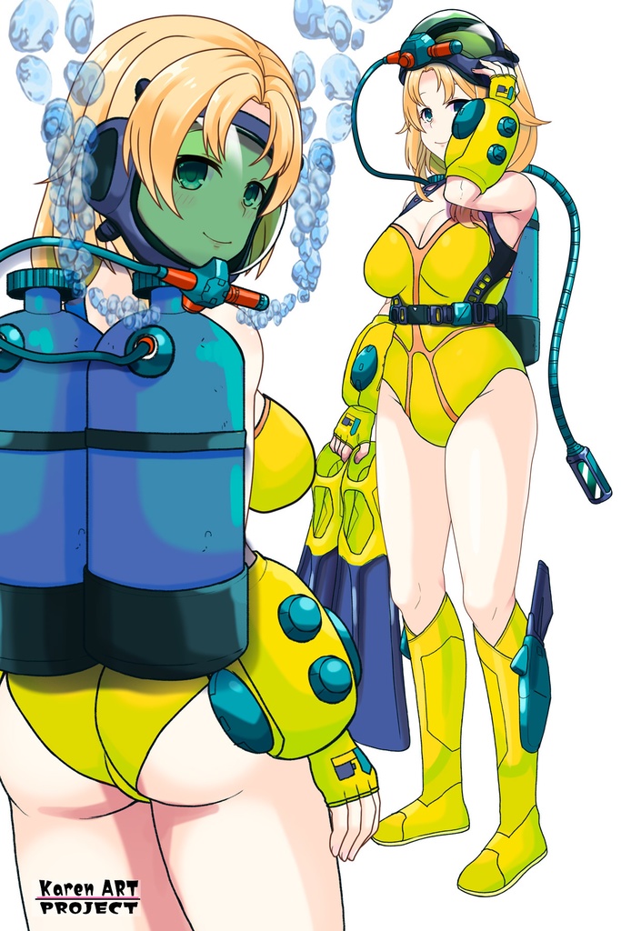 亜美ちゃん+レイカのダイビング装備【タイタニックミステリー-蒼の戦慄-03】背面アングル Ami is wearing Diving Equipment【Titanic Mystery: The Blue Tremor03】Back Angle