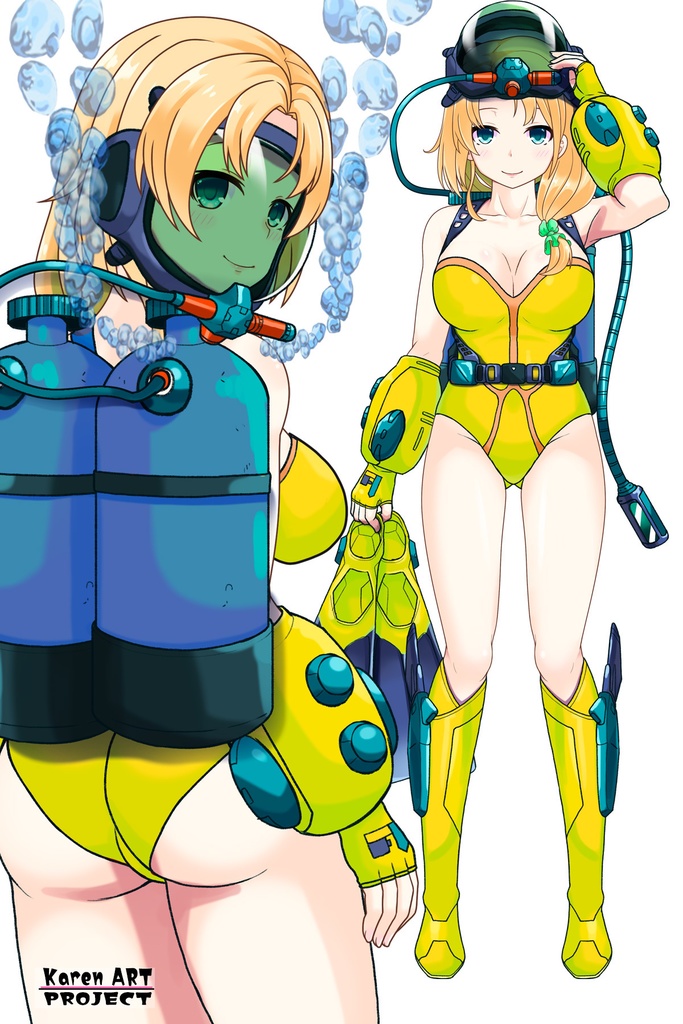 亜美ちゃん+レイカのダイビング装備【タイタニックミステリー-蒼の戦慄-03】背面アングル Ami is wearing Diving Equipment【Titanic Mystery: The Blue Tremor03】Back Angle