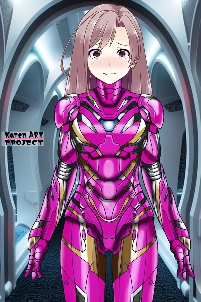 カレンちゃん+アイアンマンのアーマー Karen Original Color 【アイアンマン04】正面アングル Karen is wearing Iron Man's  Armor-Karen Original Color 【Iron Man04】Front Angle