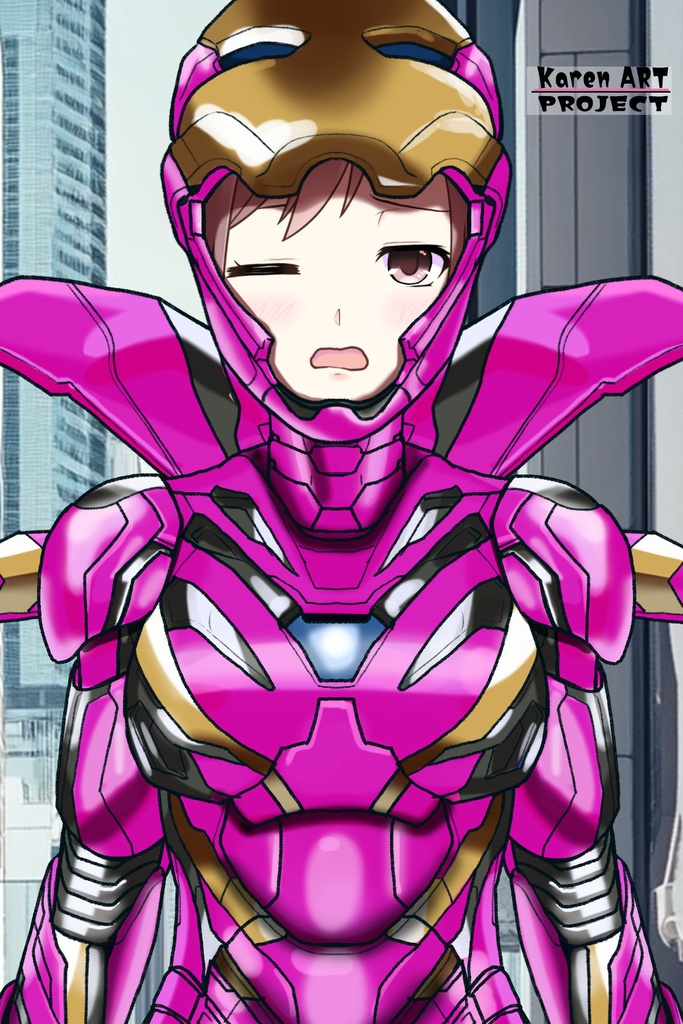 カレンちゃん+アイアンマンのアーマー Karen Original Color 【アイアンマン04】正面アングル Karen is wearing Iron Man's  Armor-Karen Original Color 【Iron Man04】Front Angle