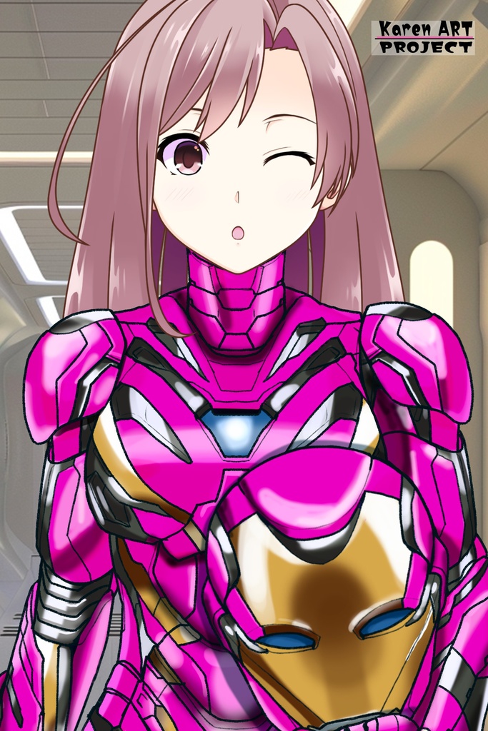 カレンちゃん+アイアンマンのアーマー Karen Original Color 【アイアンマン04】正面アングル Karen is wearing Iron Man's  Armor-Karen Original Color 【Iron Man04】Front Angle
