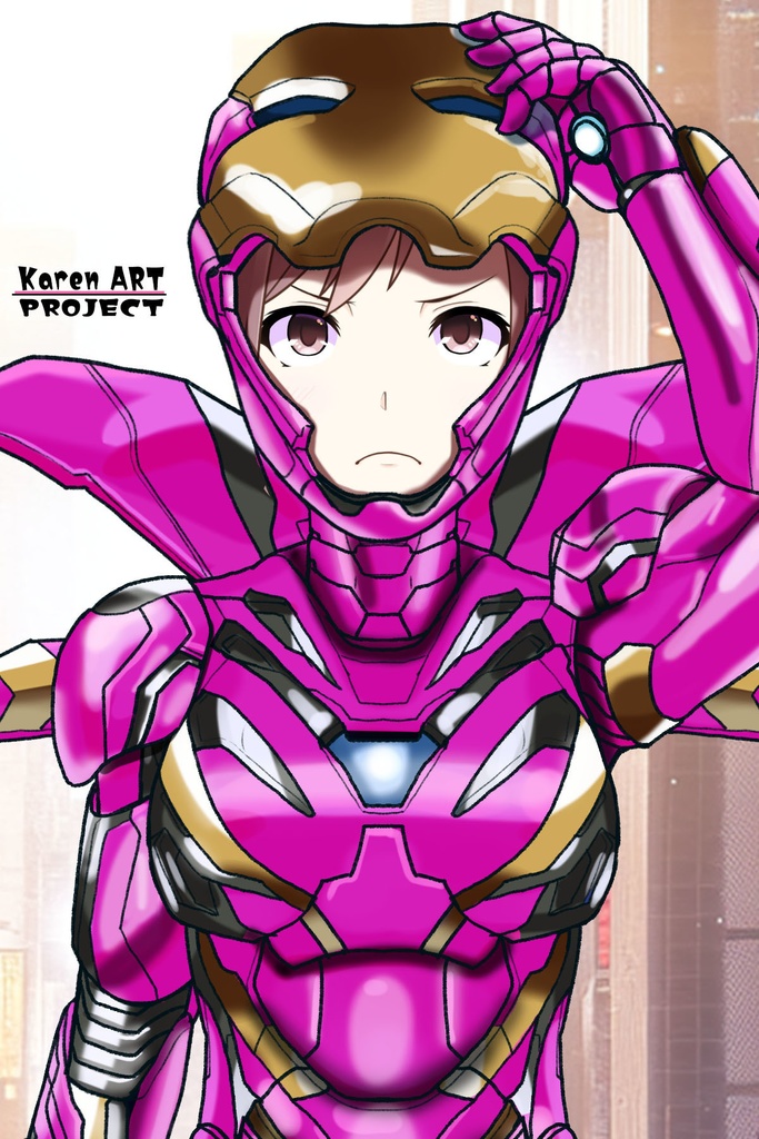 カレンちゃん+アイアンマンのアーマー Karen Original Color 【アイアンマン04】正面アングル Karen is wearing Iron Man's  Armor-Karen Original Color 【Iron Man04】Front Angle