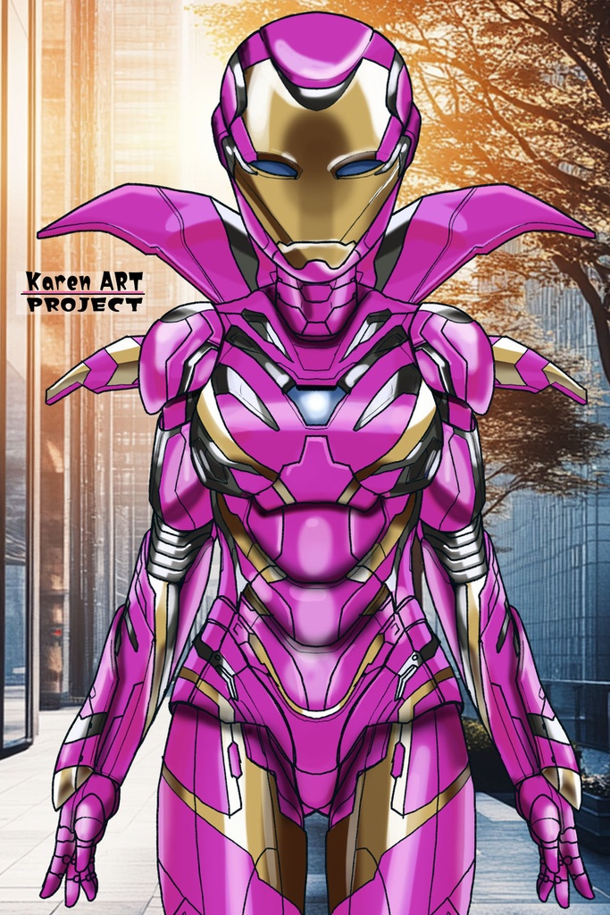 カレンちゃん+アイアンマンのアーマー Karen Original Color 【アイアンマン04】正面アングル Karen is wearing Iron Man's  Armor-Karen Original Color 【Iron Man04】Front Angle