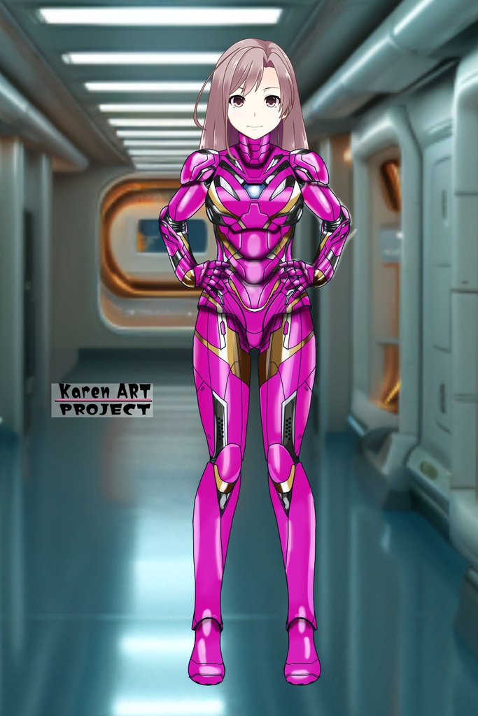 カレンちゃん+アイアンマンのアーマー Karen Original Color 【アイアンマン04】正面アングル Karen is wearing Iron Man's  Armor-Karen Original Color 【Iron Man04】Front Angle