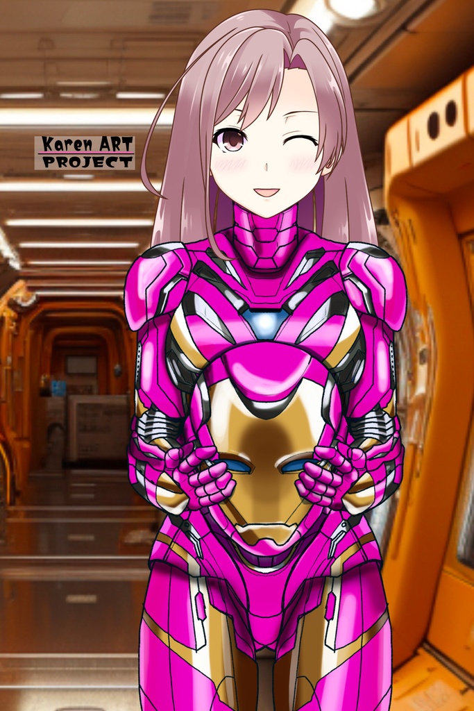 カレンちゃん+アイアンマンのアーマー Karen Original Color 【アイアンマン04】正面アングル Karen is wearing Iron Man's  Armor-Karen Original Color 【Iron Man04】Front Angle