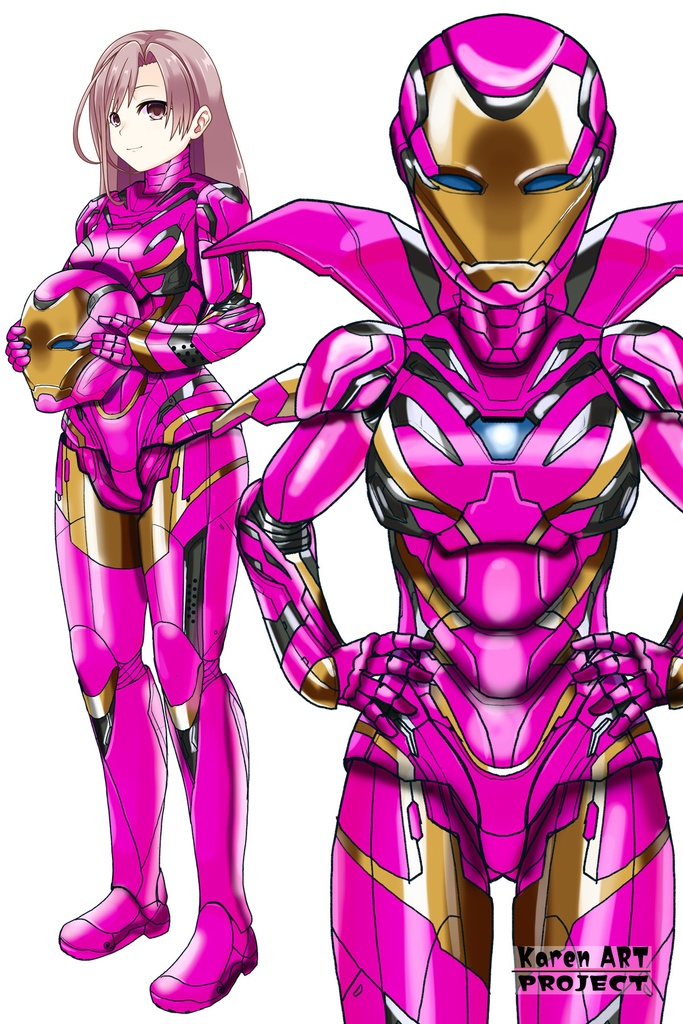 カレンちゃん+アイアンマンのアーマー Karen Original Color 【アイアンマン04】正面アングル Karen is wearing Iron Man's  Armor-Karen Original Color 【Iron Man04】Front Angle