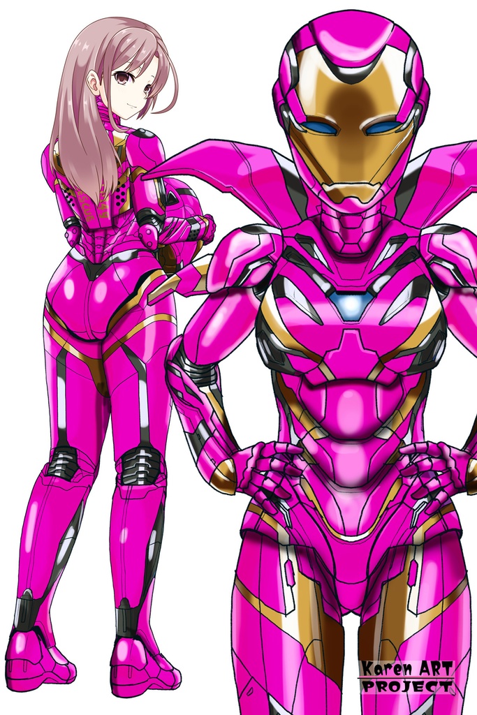 カレンちゃん+アイアンマンのアーマー Karen Original Color 【アイアンマン04】正面アングル Karen is wearing Iron Man's  Armor-Karen Original Color 【Iron Man04】Front Angle