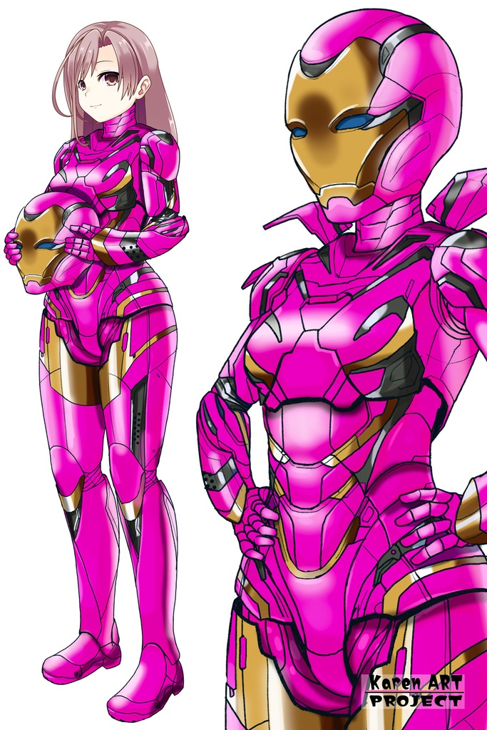 カレンちゃん+アイアンマンのアーマー Karen Original Color【アイアンマン05】斜め前アングル Karen is wearing Iron Man's  Armor-Karen Original Color【Iron Man05】Diagonal front angle