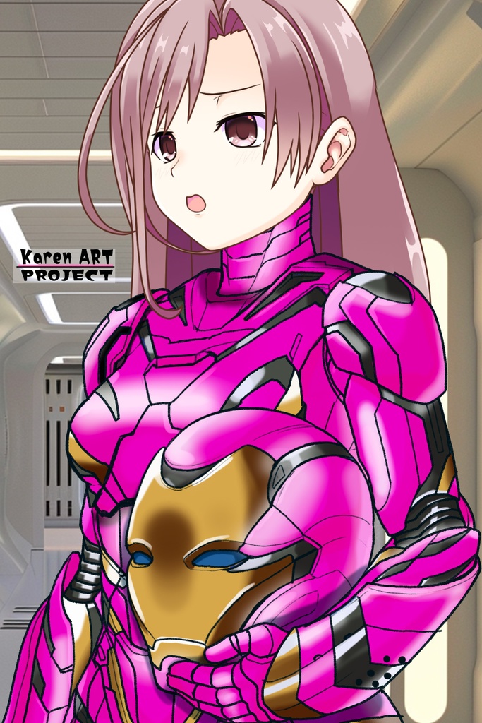 カレンちゃん+アイアンマンのアーマー Karen Original Color【アイアンマン05】斜め前アングル Karen is wearing Iron Man's  Armor-Karen Original Color【Iron Man05】Diagonal front angle