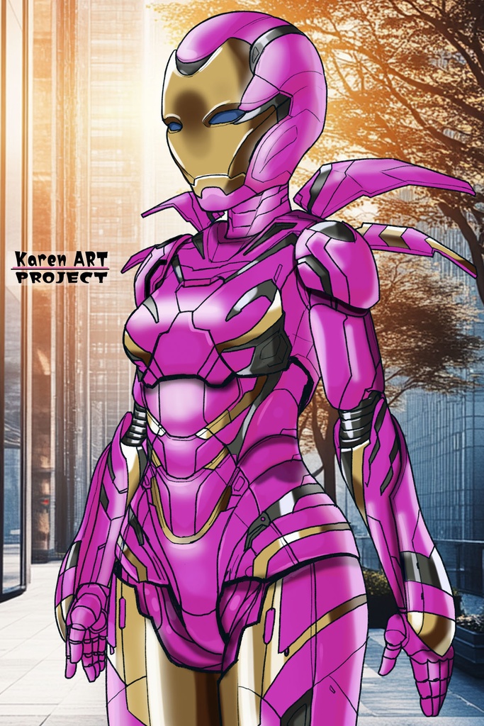 カレンちゃん+アイアンマンのアーマー Karen Original Color【アイアンマン05】斜め前アングル Karen is wearing Iron Man's  Armor-Karen Original Color【Iron Man05】Diagonal front angle
