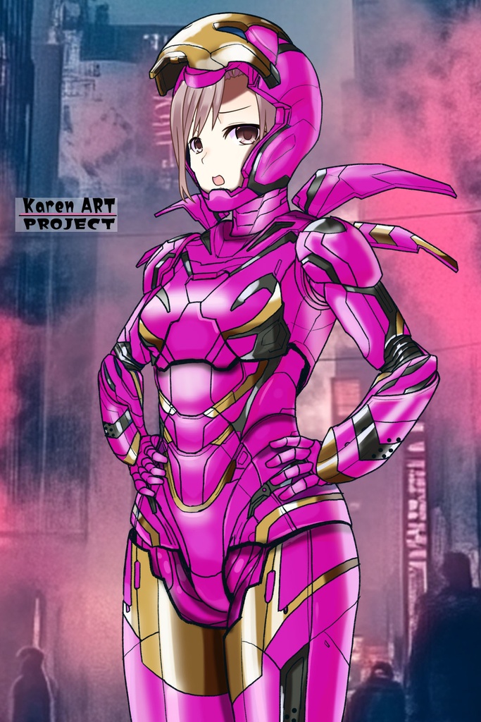 カレンちゃん+アイアンマンのアーマー Karen Original Color【アイアンマン05】斜め前アングル Karen is wearing Iron Man's  Armor-Karen Original Color【Iron Man05】Diagonal front angle