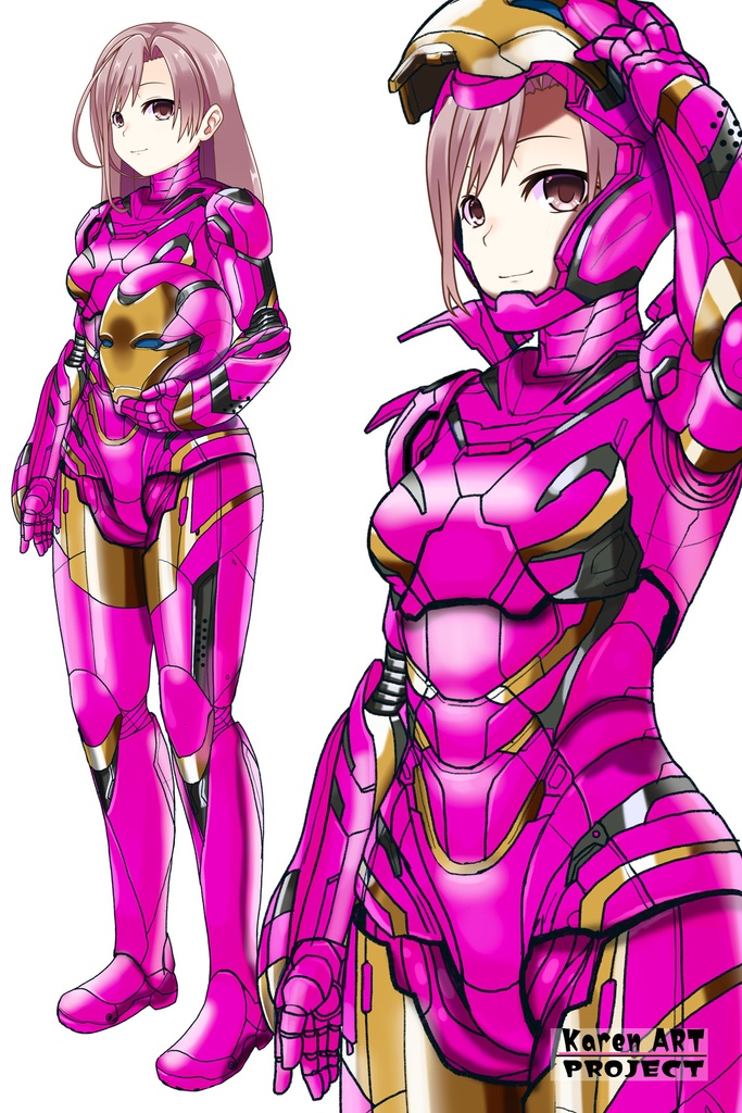 カレンちゃん+アイアンマンのアーマー Karen Original Color【アイアンマン05】斜め前アングル Karen is wearing Iron Man's  Armor-Karen Original Color【Iron Man05】Diagonal front angle