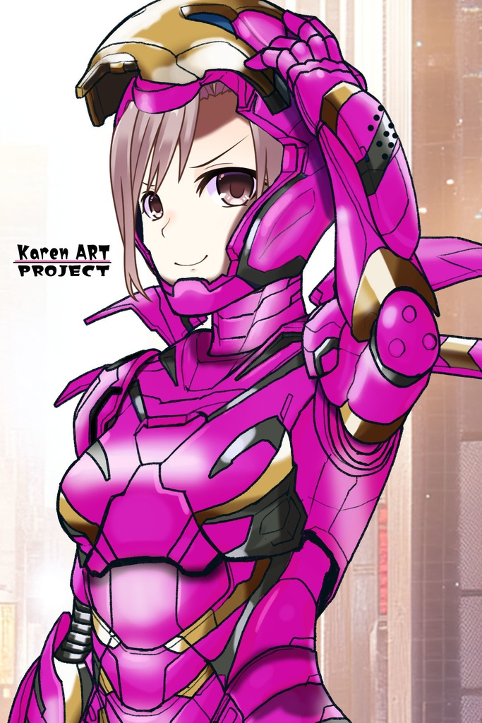 カレンちゃん+アイアンマンのアーマー Karen Original Color【アイアンマン05】斜め前アングル Karen is wearing Iron Man's  Armor-Karen Original Color【Iron Man05】Diagonal front angle