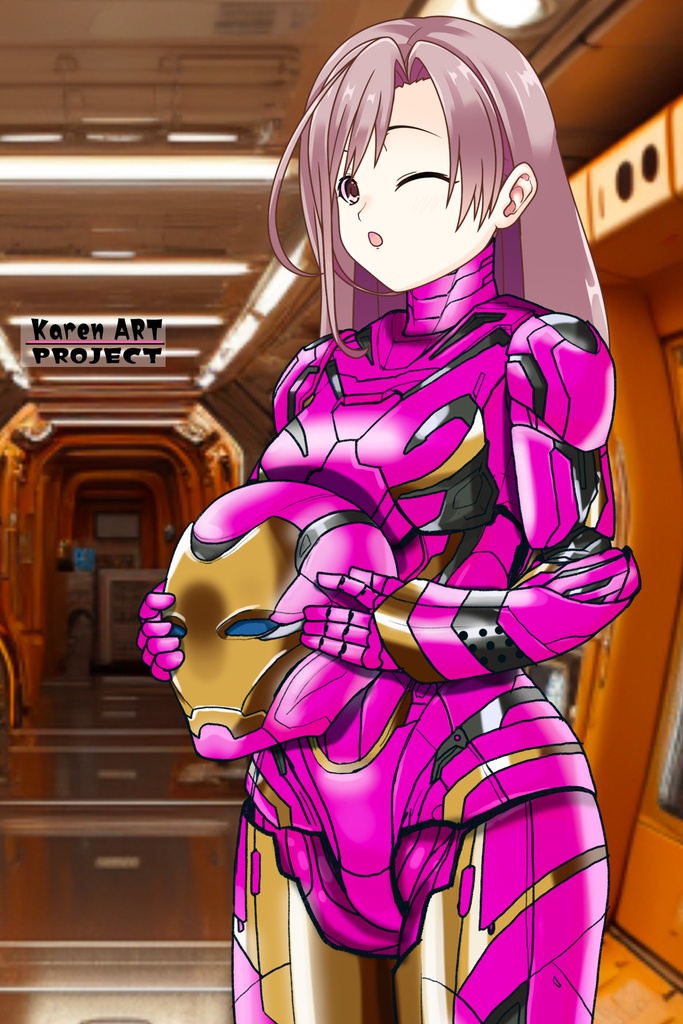 カレンちゃん+アイアンマンのアーマー Karen Original Color【アイアンマン05】斜め前アングル Karen is wearing Iron Man's  Armor-Karen Original Color【Iron Man05】Diagonal front angle