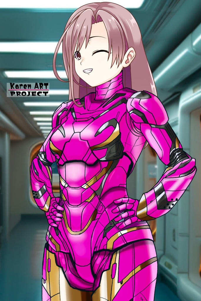 カレンちゃん+アイアンマンのアーマー Karen Original Color【アイアンマン05】斜め前アングル Karen is wearing Iron Man's  Armor-Karen Original Color【Iron Man05】Diagonal front angle