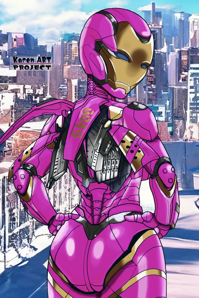 カレンちゃん+アイアンマンのアーマー Karen Original Color【アイアンマン06】背面アングル Karen is wearing Iron Man's Armor-Karen Original Color【Iron Man06】Back Angle