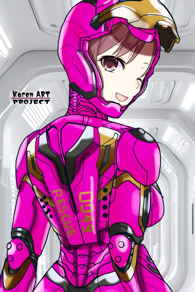 カレンちゃん+アイアンマンのアーマー Karen Original Color【アイアンマン06】背面アングル Karen is wearing Iron Man's Armor-Karen Original Color【Iron Man06】Back Angle