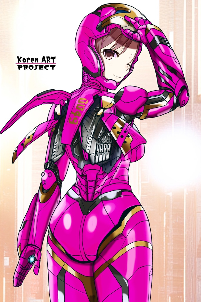 カレンちゃん+アイアンマンのアーマー Karen Original Color【アイアンマン06】背面アングル Karen is wearing Iron Man's Armor-Karen Original Color【Iron Man06】Back Angle