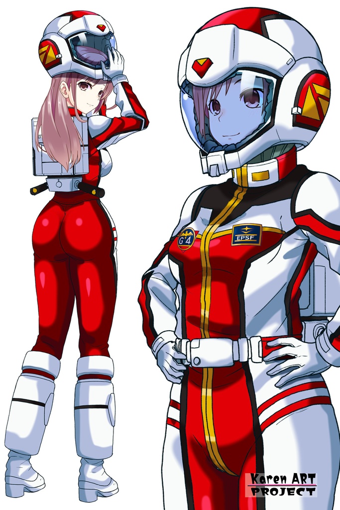 カレンちゃん+クリスティーナのノーマルスーツ Karen Original Hair Style【機動戦士ガンダムポケットの中の戦争11】斜め前アングル Karen is wearing Christina's Normal Suit Karen Original Hair Style