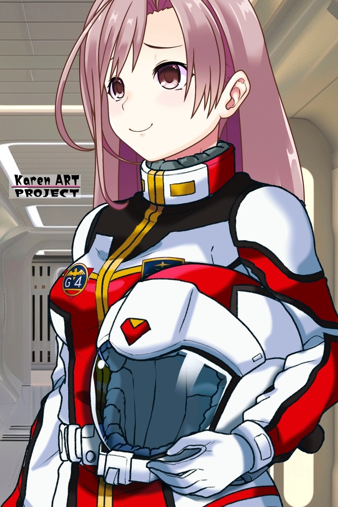 カレンちゃん+クリスティーナのノーマルスーツ Karen Original Hair Style【機動戦士ガンダムポケットの中の戦争11】斜め前アングル Karen is wearing Christina's Normal Suit Karen Original Hair Style