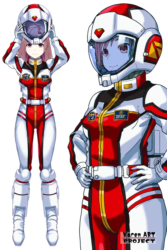 カレンちゃん+クリスティーナのノーマルスーツ Karen Original Hair Style【機動戦士ガンダムポケットの中の戦争11】斜め前アングル Karen is wearing Christina's Normal Suit Karen Original Hair Style