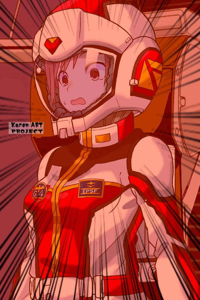 カレンちゃん+クリスティーナのノーマルスーツ Karen Original Hair Style【機動戦士ガンダムポケットの中の戦争11】斜め前アングル Karen is wearing Christina's Normal Suit Karen Original Hair Style