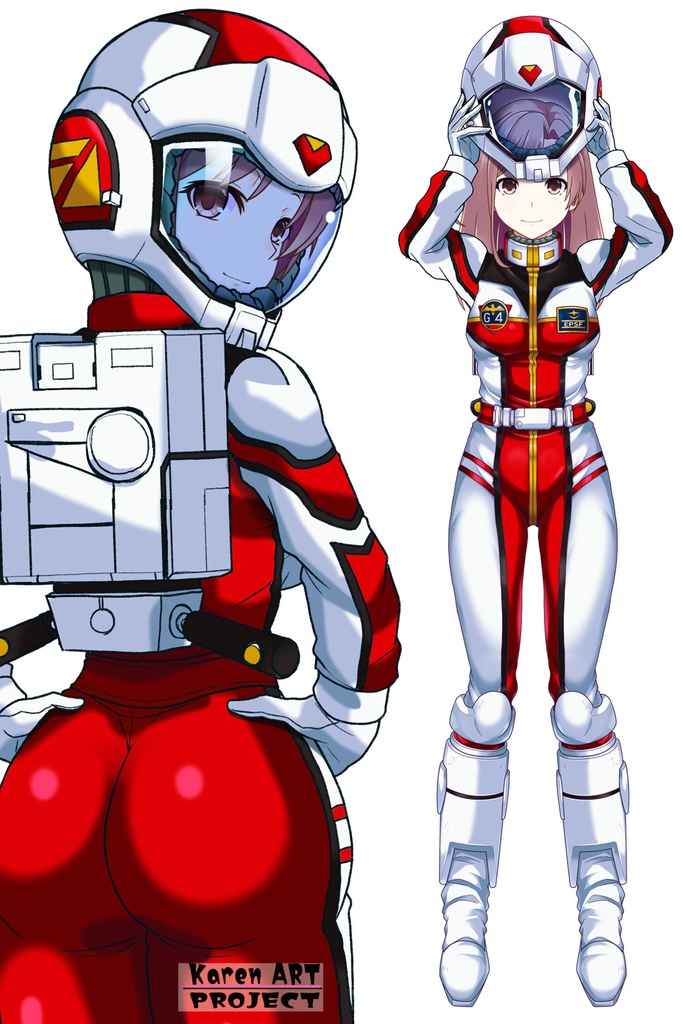 カレンちゃん+クリスティーナのノーマルスーツ Karen Original Hair Style【機動戦士ガンダム12】背面アングル Karen is wearing Christina's Normal Suit Karen Original Hair Style