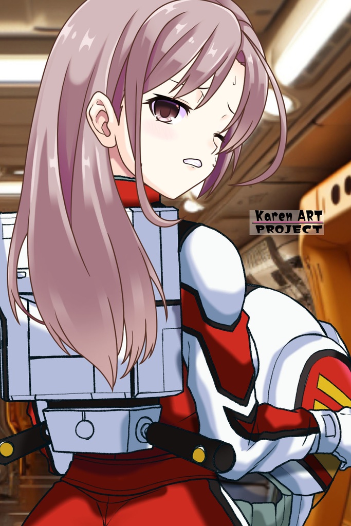 カレンちゃん+クリスティーナのノーマルスーツ Karen Original Hair Style【機動戦士ガンダム12】背面アングル Karen is wearing Christina's Normal Suit Karen Original Hair Style