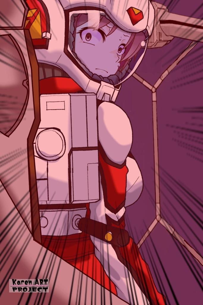 カレンちゃん+クリスティーナのノーマルスーツ Karen Original Hair Style【機動戦士ガンダム12】背面アングル Karen is wearing Christina's Normal Suit Karen Original Hair Style