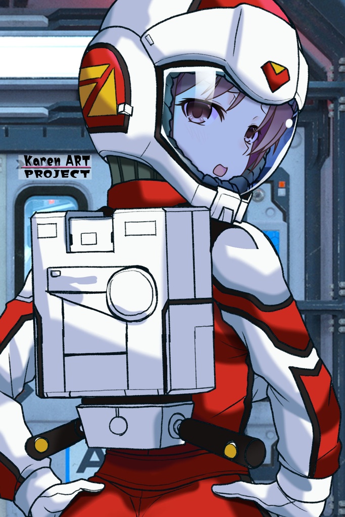 カレンちゃん+クリスティーナのノーマルスーツ Karen Original Hair Style【機動戦士ガンダム12】背面アングル Karen is wearing Christina's Normal Suit Karen Original Hair Style