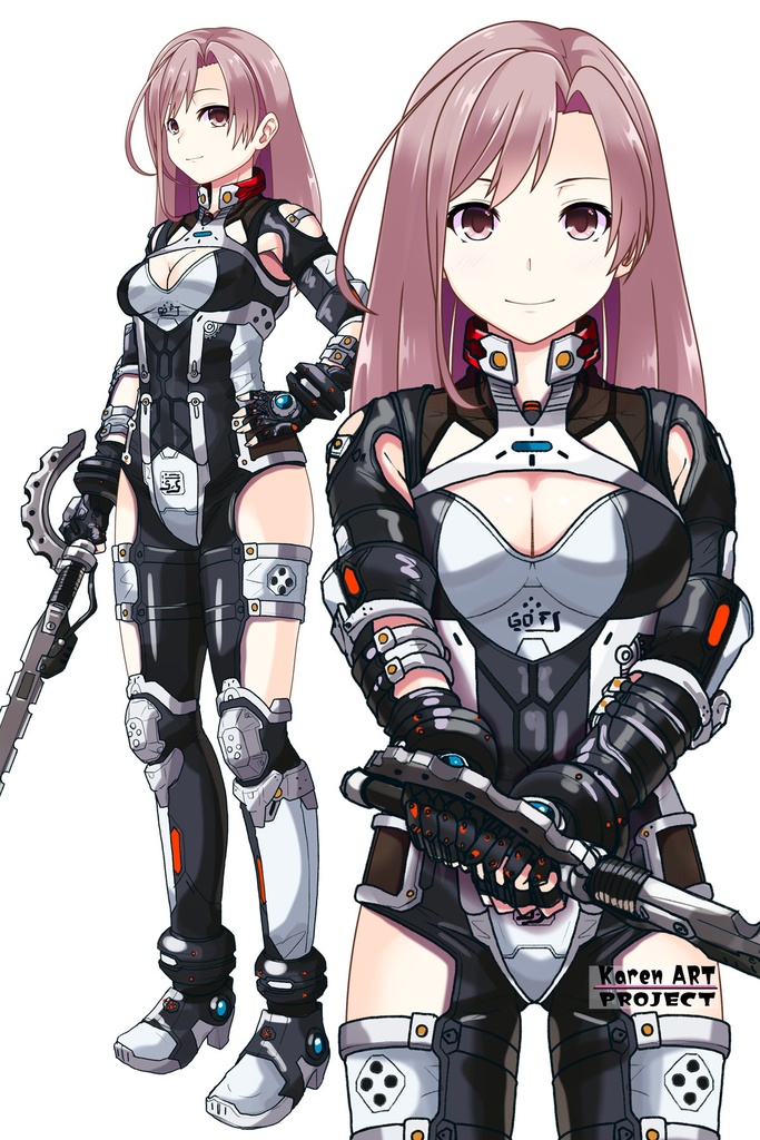 カレンちゃん+クリスの強化アーマースーツ 【アイアンガール01】正面アングル Karen is wearing Chris's Powered Armor Suit【Iron Girl01】Front Angle