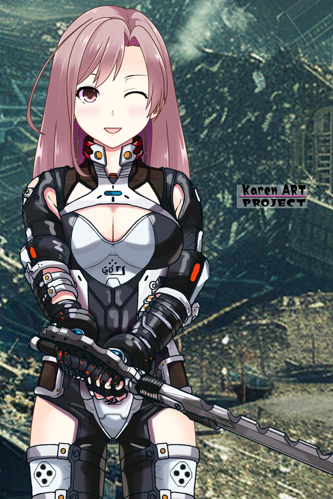 カレンちゃん+クリスの強化アーマースーツ 【アイアンガール01】正面アングル Karen is wearing Chris's Powered Armor Suit【Iron Girl01】Front Angle