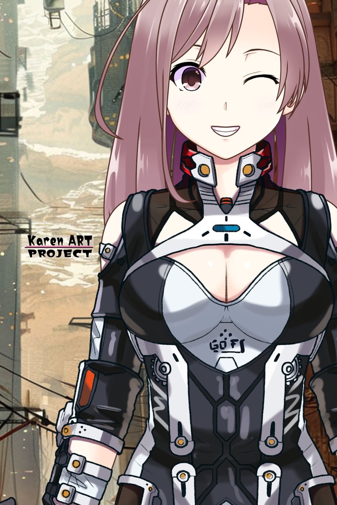 カレンちゃん+クリスの強化アーマースーツ 【アイアンガール01】正面アングル Karen is wearing Chris's Powered Armor Suit【Iron Girl01】Front Angle
