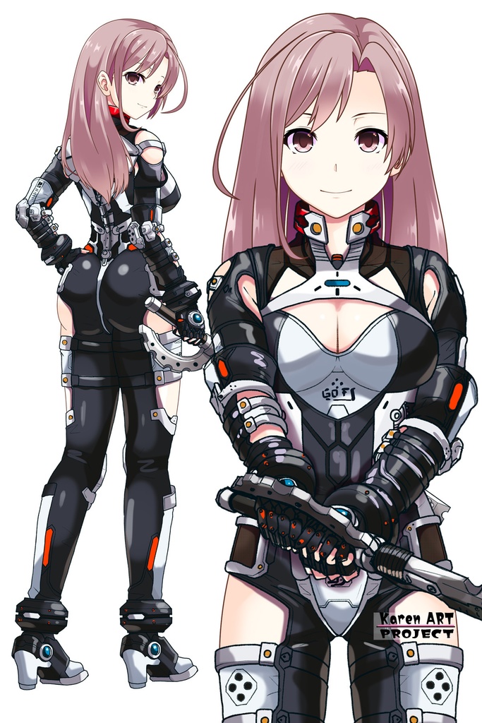 カレンちゃん+クリスの強化アーマースーツ 【アイアンガール01】正面アングル Karen is wearing Chris's Powered Armor Suit【Iron Girl01】Front Angle