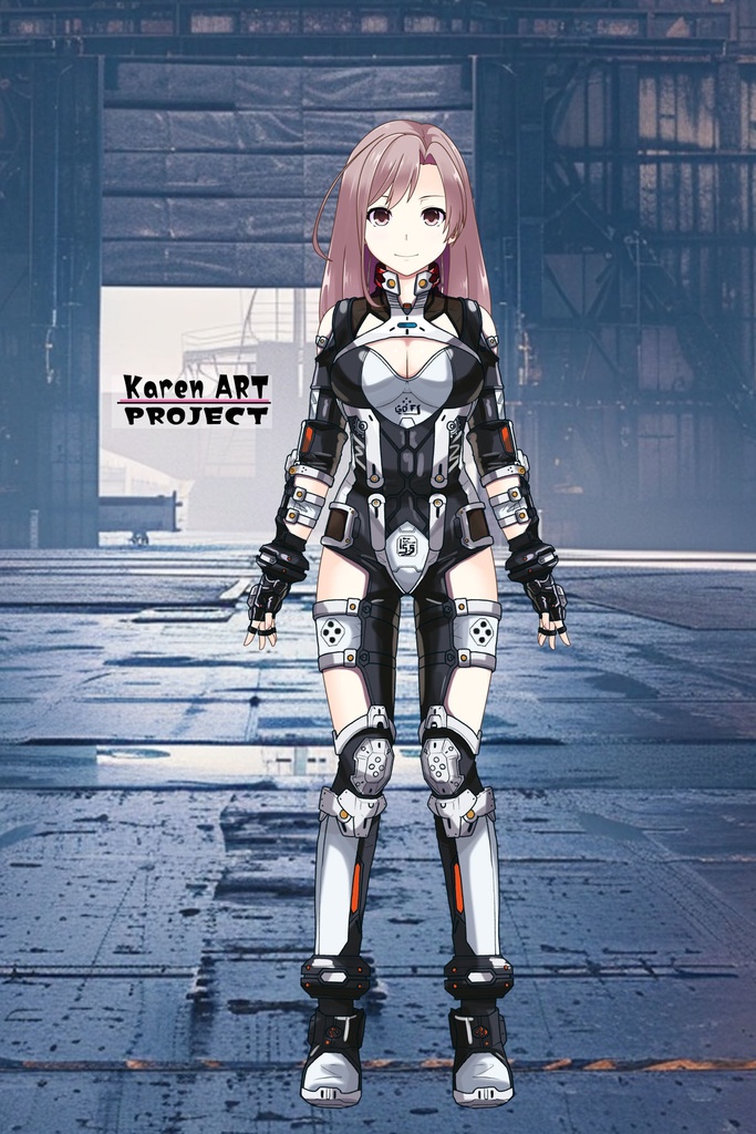 カレンちゃん+クリスの強化アーマースーツ 【アイアンガール01】正面アングル Karen is wearing Chris's Powered Armor Suit【Iron Girl01】Front Angle