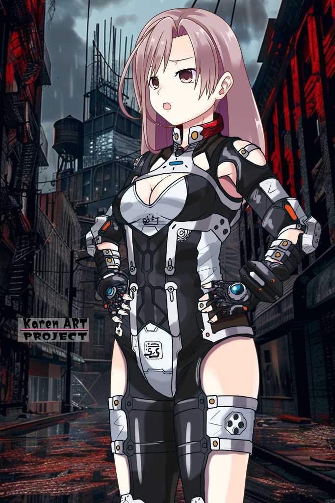 カレンちゃん+クリスの強化アーマースーツ【アイアンガール02】斜め前アングル Karen is wearing Chris's Powered Armor Suit【Iron Girl02】Diagonal front angle