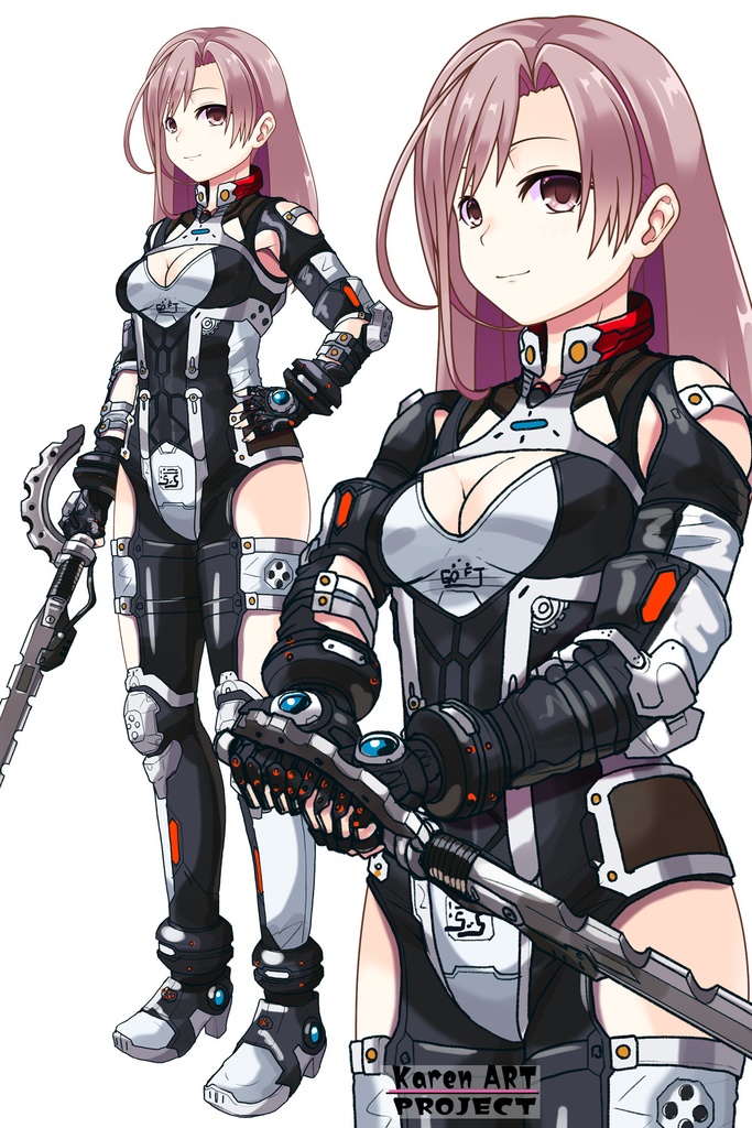 カレンちゃん+クリスの強化アーマースーツ【アイアンガール02】斜め前アングル Karen is wearing Chris's Powered Armor Suit【Iron Girl02】Diagonal front angle