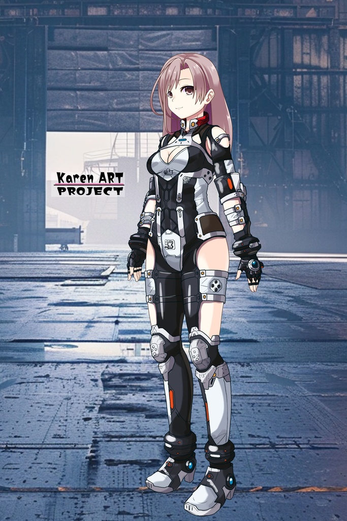 カレンちゃん+クリスの強化アーマースーツ【アイアンガール02】斜め前アングル Karen is wearing Chris's Powered Armor Suit【Iron Girl02】Diagonal front angle