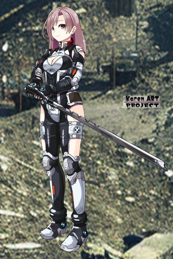 カレンちゃん+クリスの強化アーマースーツ【アイアンガール02】斜め前アングル Karen is wearing Chris's Powered Armor Suit【Iron Girl02】Diagonal front angle