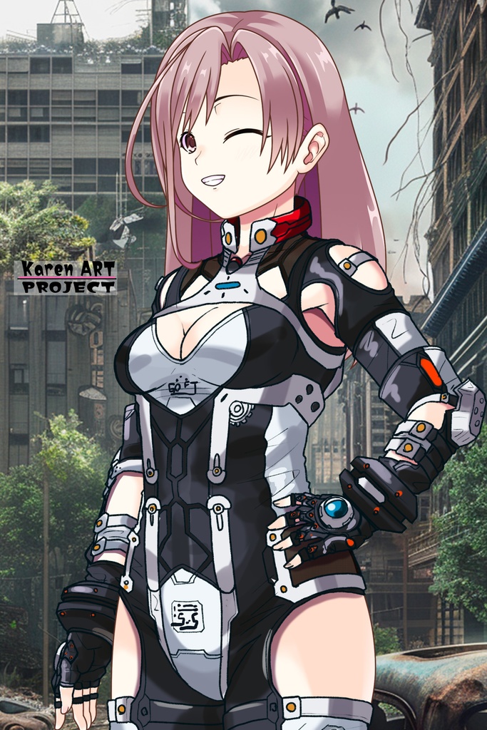 カレンちゃん+クリスの強化アーマースーツ【アイアンガール02】斜め前アングル Karen is wearing Chris's Powered Armor Suit【Iron Girl02】Diagonal front angle