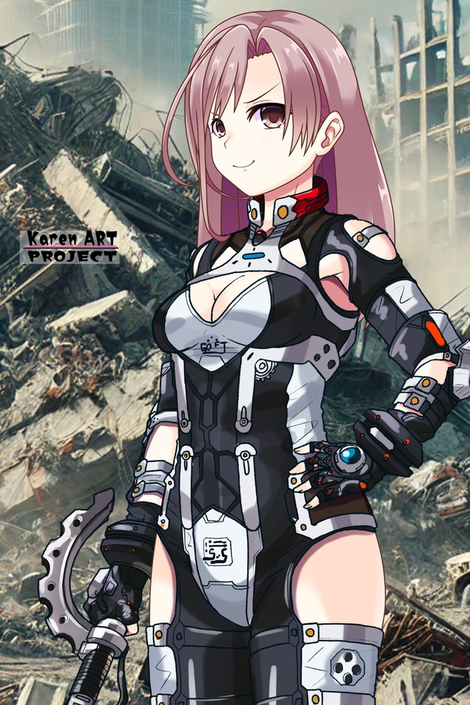カレンちゃん+クリスの強化アーマースーツ【アイアンガール02】斜め前アングル Karen is wearing Chris's Powered Armor Suit【Iron Girl02】Diagonal front angle