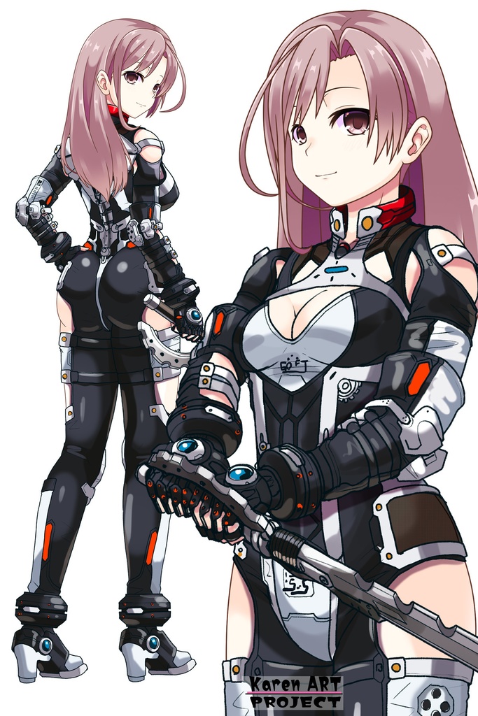 カレンちゃん+クリスの強化アーマースーツ【アイアンガール02】斜め前アングル Karen is wearing Chris's Powered Armor Suit【Iron Girl02】Diagonal front angle