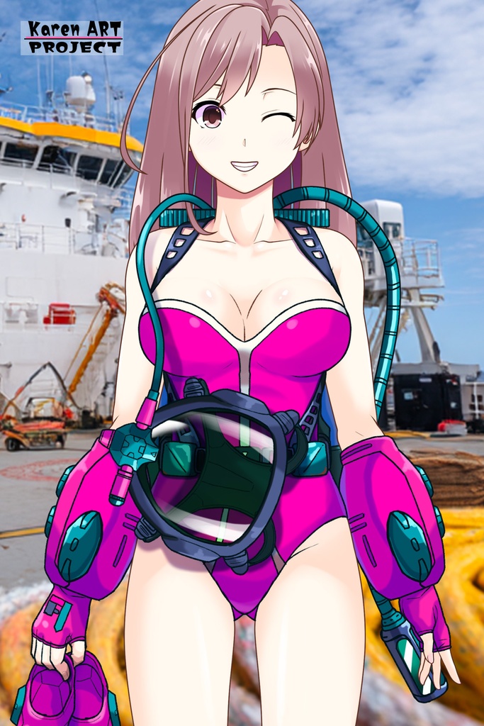 カレンちゃん+マリーンのダイビング装備 Karen Original Color 【タイタニックミステリー-蒼の戦慄-04】正面アングル Karen is wearing Marine's Diving Equipment【Titanic Mystery: The Blue Tremor04】Front Angle