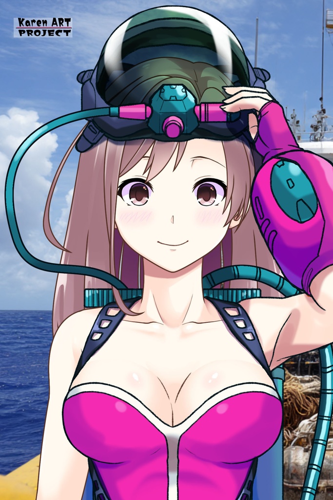 カレンちゃん+マリーンのダイビング装備 Karen Original Color 【タイタニックミステリー-蒼の戦慄-04】正面アングル Karen is wearing Marine's Diving Equipment【Titanic Mystery: The Blue Tremor04】Front Angle